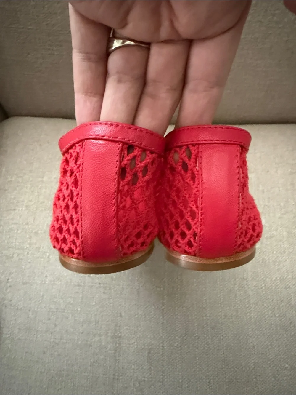 Reformation Britt Mesh Ballet Flat Red - Size 9